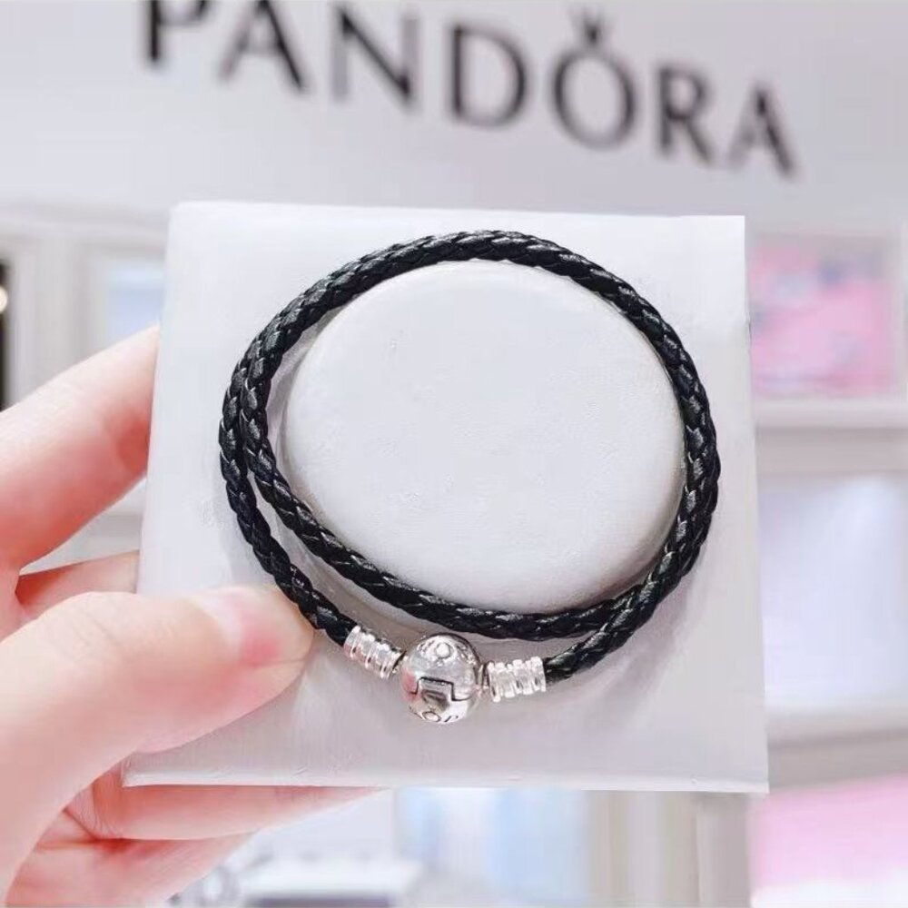 Pandora Black leather rope bracelet for women
